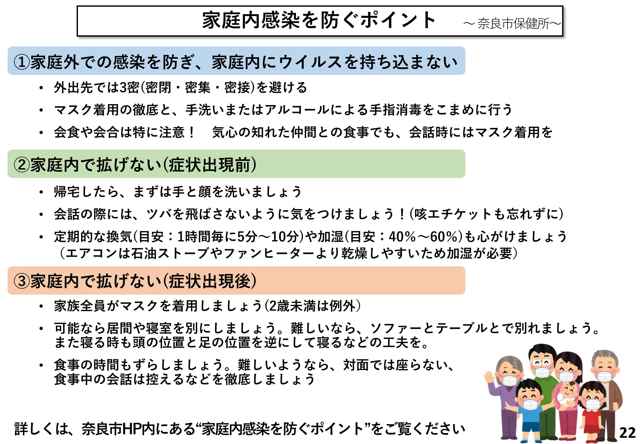 家庭内感染を防ぐポイント ~ 奈良市保健所~