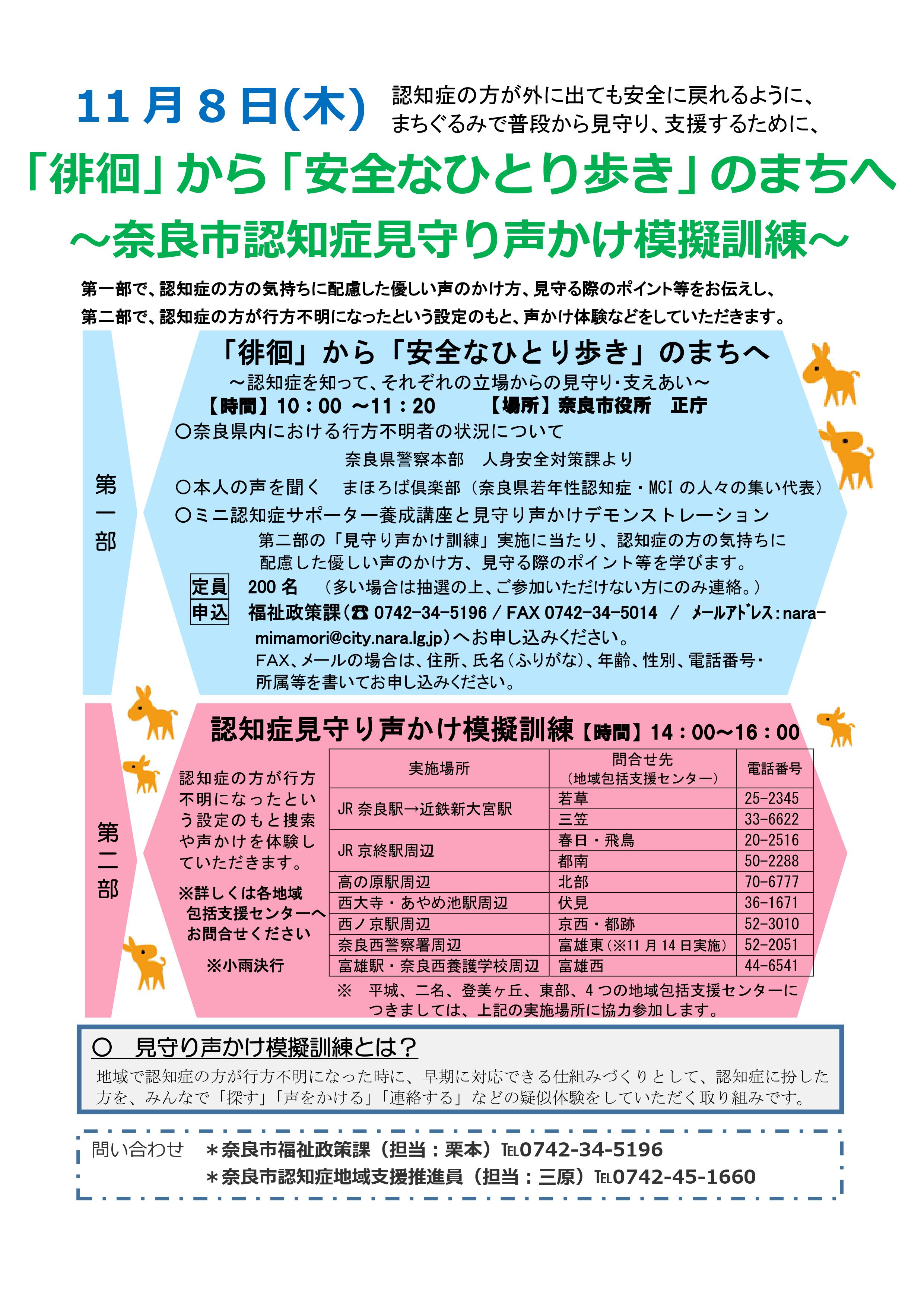 「徘徊」から「安全なひとり歩き」のまちへ 「奈良市認知症見守り声かけ模擬訓練」の実施について(平成30年10月31日発表)の画像