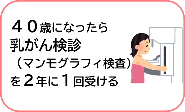 40歳になったら2年に1回乳がん検診を受ける