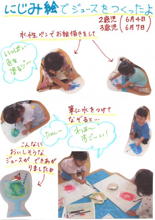 にじみ絵でジュースをつくったよ