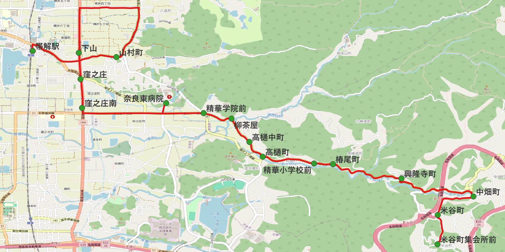 高樋線の運行ルート