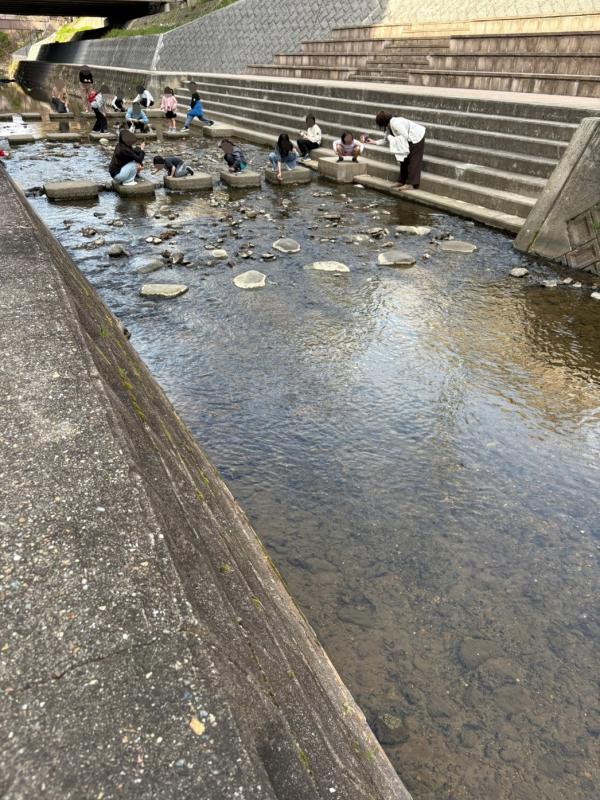 佐保川での笹船流しの様子