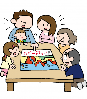 家族で話し合っているイラスト