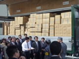 郡山市救援物資輸送隊出発